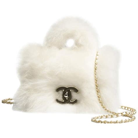 chanel white fur bag